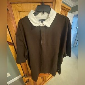 Men's Banana Republic Brown and Cream Polo Shirt Classic Style - Size XL